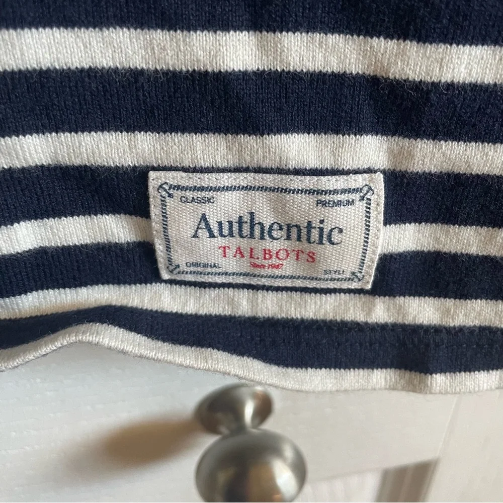 Talbots Striped Long Sleeve Top Womens L Floral Embroidered Basic Classic Preppy - Picture 7 of 15